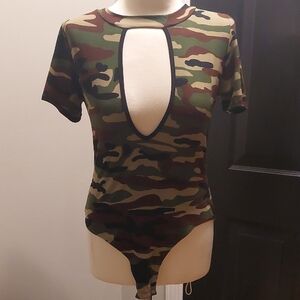 Camouflage Cut-Out Bodysuit